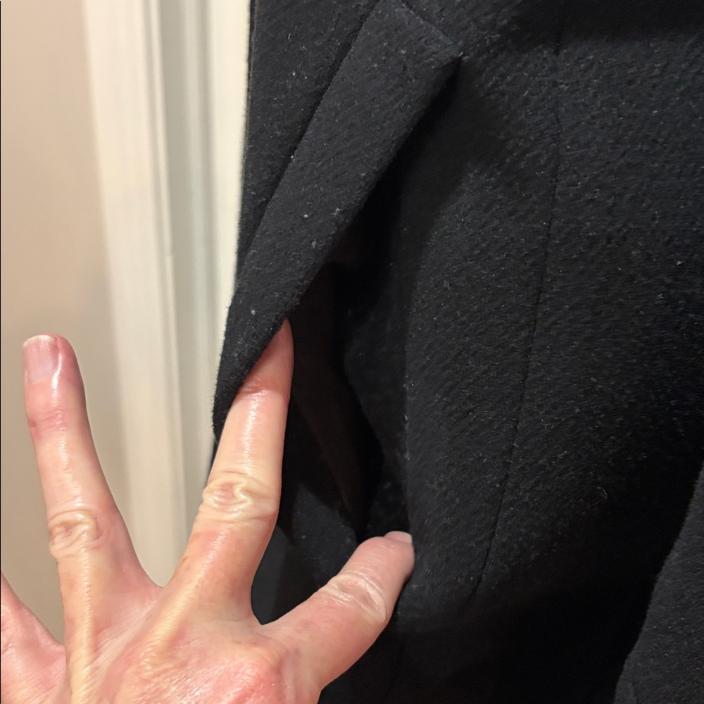 J Crew sz 10 black wool blend classic coat - Picture 3 of 7